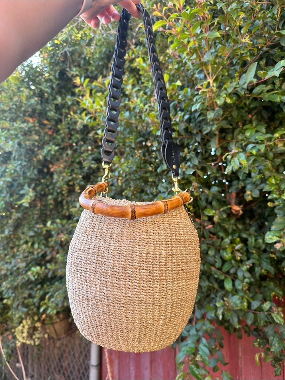 Clare V Pot de Miel with Bamboo Handle PLUS EXTRA Leather Strap - Picture 2 of 6